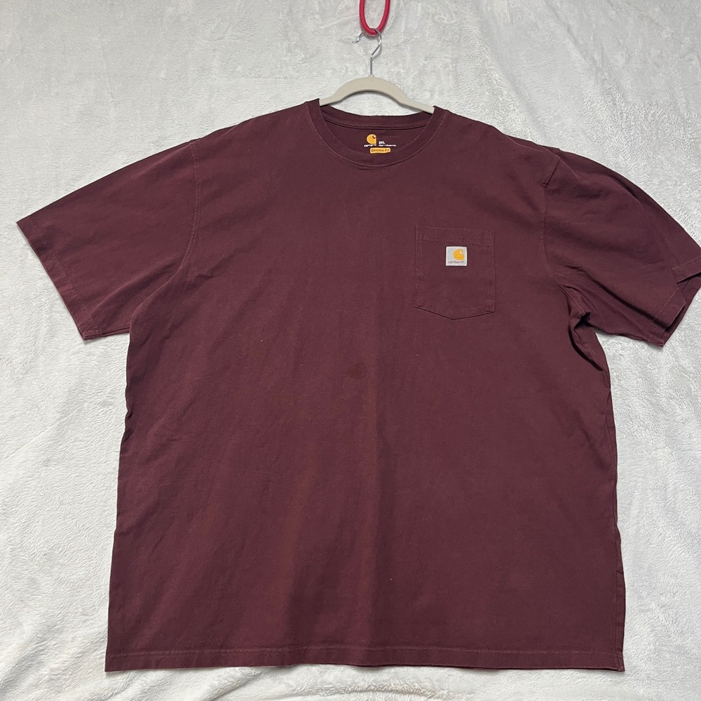 Carhartt K87 Pocket T-Shirt Mens 3XL Burgundy Short Sleeve Original Fit